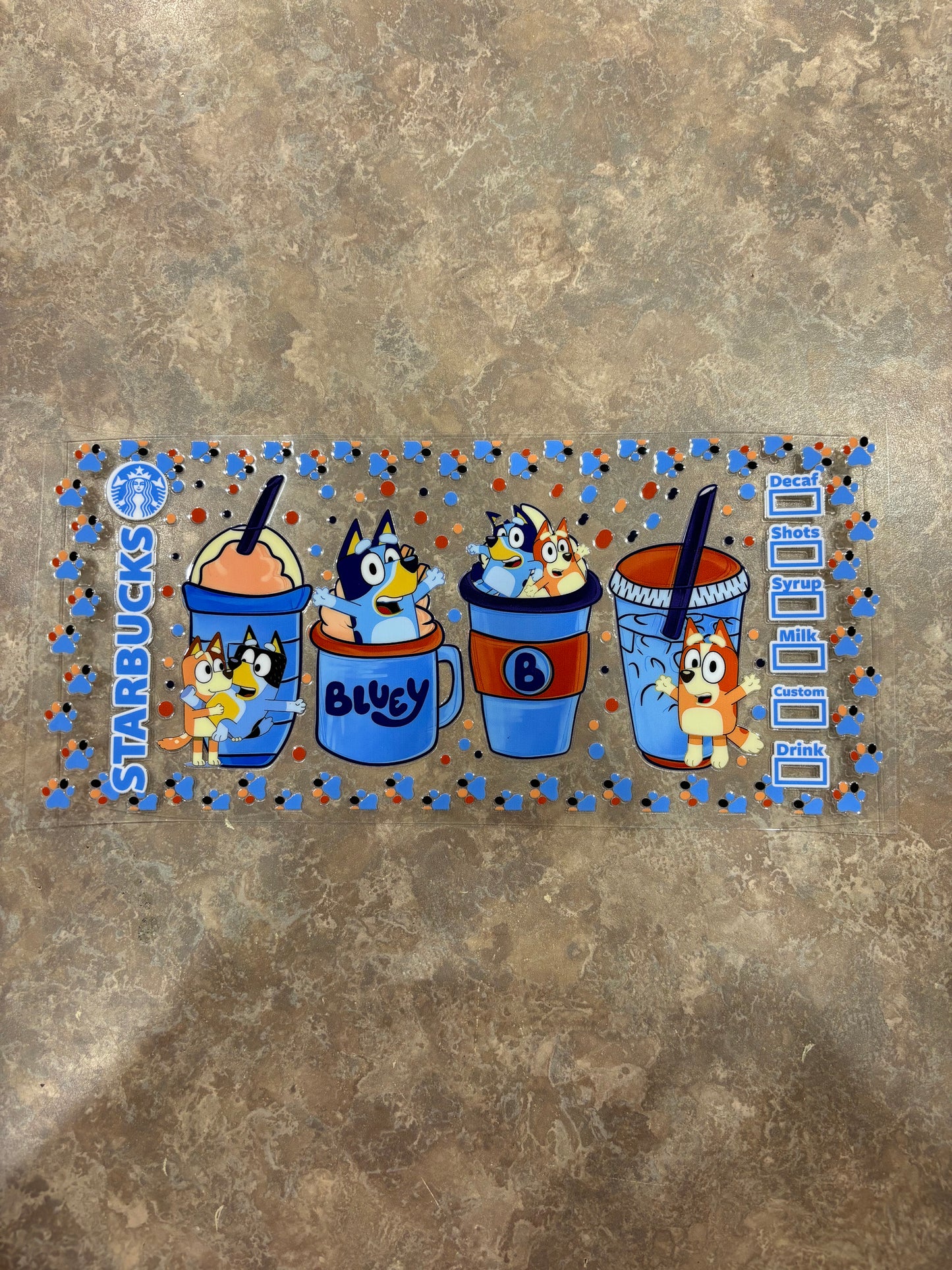 Blue Dog Starbs Cup Wrap