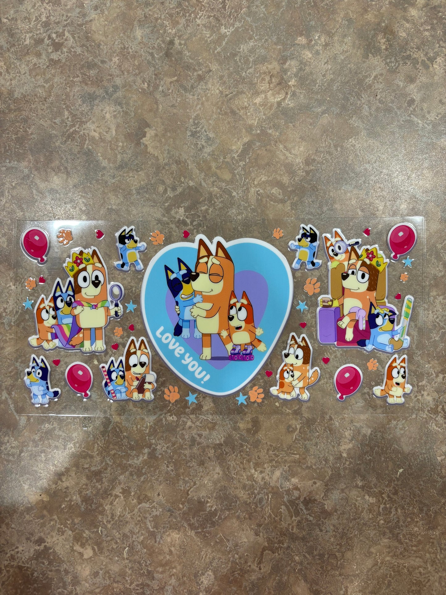 “Love You” Blue Dog Cup Wrap