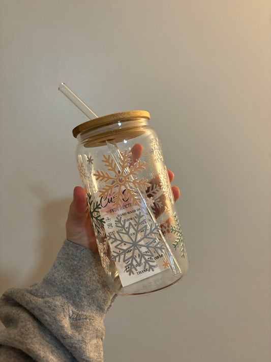 Beige and Green Snowflake Cup