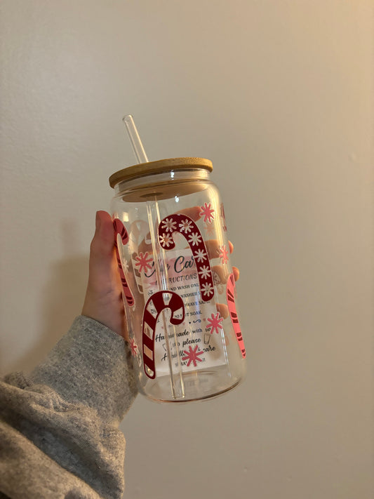 Pink and Maroon Candy Cane Cup