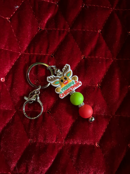 Merry Christmas Deer Keychain