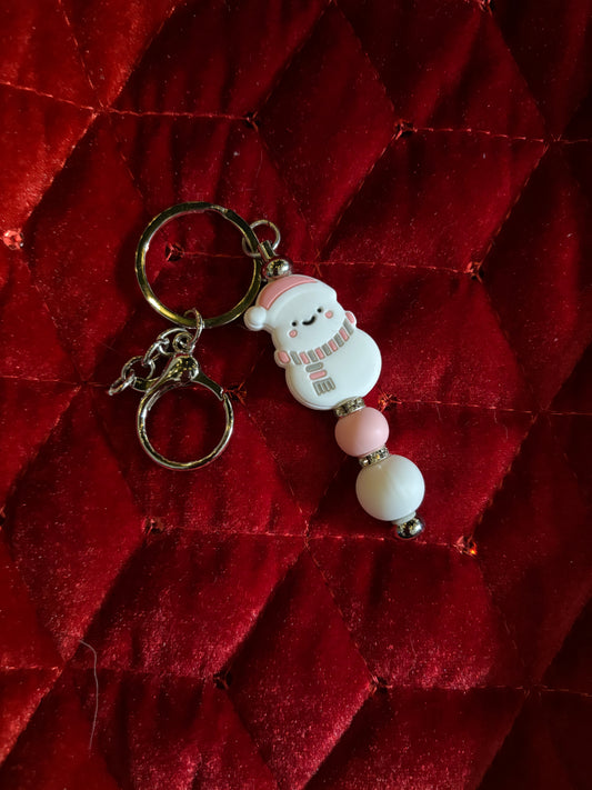 Pink Snowman Keychain