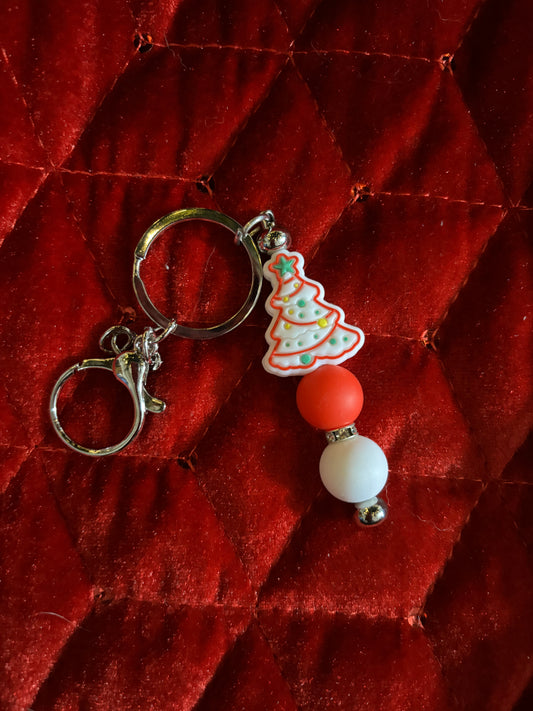 White Christmas Tree Keychains