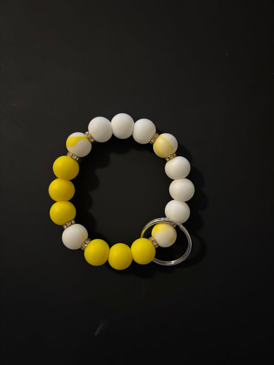 Yellow and white wristlet