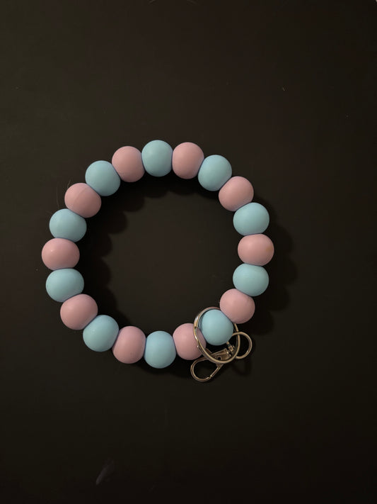 Light purple and light blue wristlet