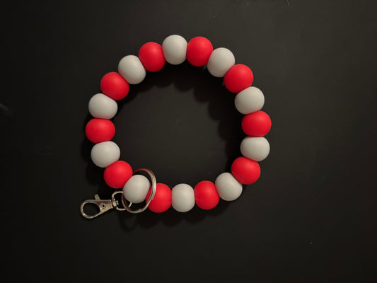 Red and gray wristlet