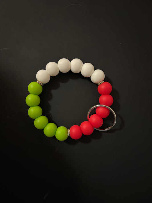 Red,green and white wristlet