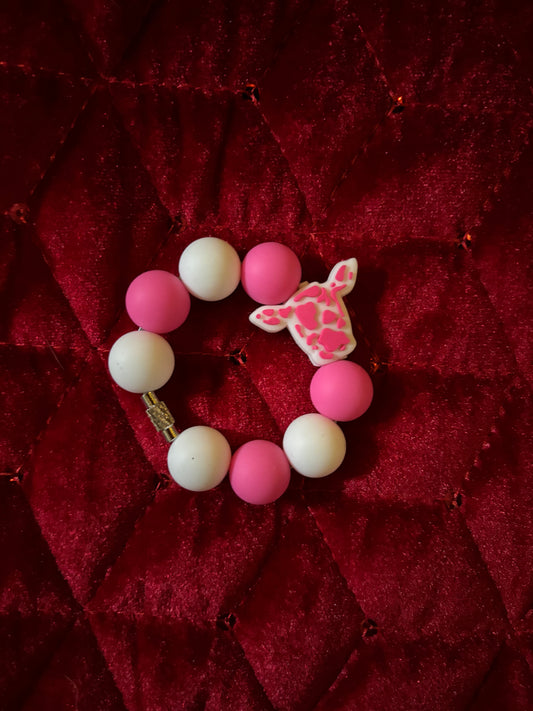 Pink Cow Cup Charm