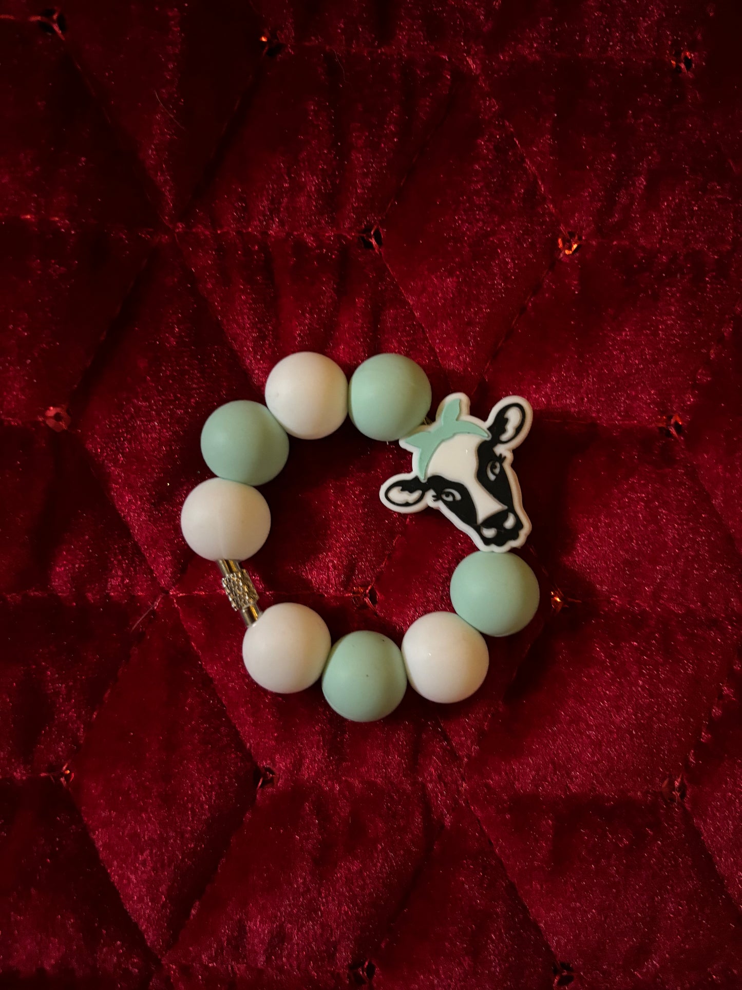 Blue Bow Cow Cup Charm